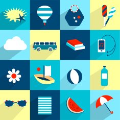 Summer flat icon collection