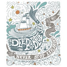 Hand drawn vintage label with a ship whale and letterin N2