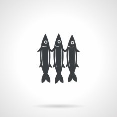 Sardine black vector icon