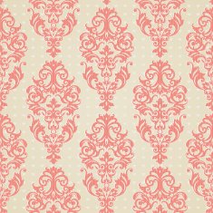 Seamless pattern with swirls and floral motifs in retro style