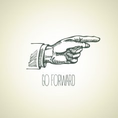 Vintage hand-drawn sign pointer hand Vector illustration