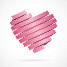 Heart made from red paper ribbon Origami style N2