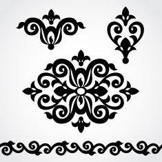 Vector set with classical ornament in Victorian style N5