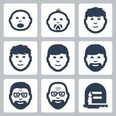 Vector 'aging concept' icons set N2