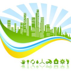Urban ecological background with icons