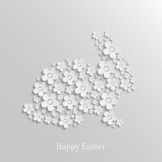Easter Rabbit Bunny made of White Flowers N2