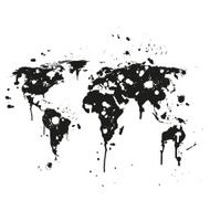 World map graffiti black