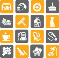 Silhouette car wash objects and icons N2