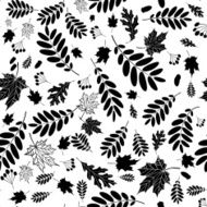 Black on white autumn leaf seamless background for your design