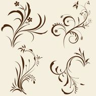 Set of decorative floral ornaments