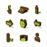 green 3D icon set 03