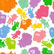 Seamless background - Happy family of singing cows