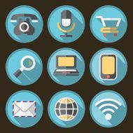 Flat Icons on Circular Blue Buttons
