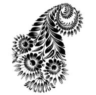 decorative silhouette of a floral paisley N19