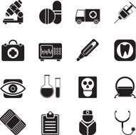Silhouette medical hospital and health care icons