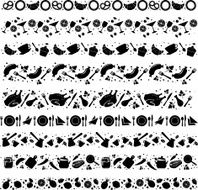 Food seamless ornamental borders Silhouettes N2