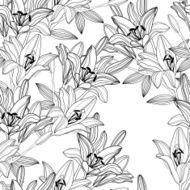 Vector seamless pattern with decorative lily flowers