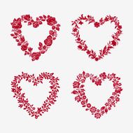 Vector floral frames in the shape of heart N4