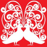 white doves kissing pair pattern with a heart symbol N2