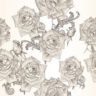 Vector seamless wallpaper pattern with rose flowers
