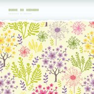Blossoming trees horizontal torn frame seamless pattern background