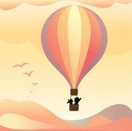Lovers on hot air balloon under sunset N2
