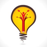 creative people support symbol design with pencil in bulb