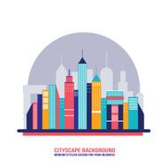 Cityscape background City building silhouettes Flat design N7