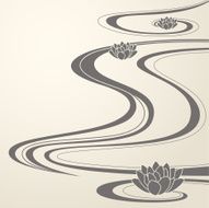 Elegant background with abstract water waves and lotuses