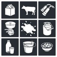 Milk production Icons set