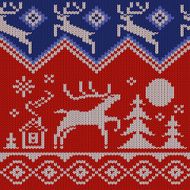 Knitted Background with a Deer
