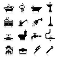 Set of black plumbing icons
