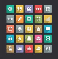 Colorful trendy vector icons with shadows