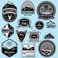 set of templates for emblems with different mountains N2