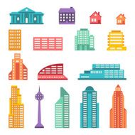 Cityscape icon set of buildings N3