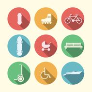 Flat vector icons for active leisure in the park