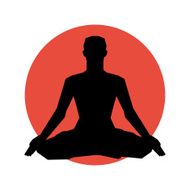 Human silhouette in yoga pose Vector illustration Background