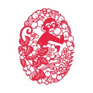 Playing monkey(Chinese traditional paper-cut art) N4