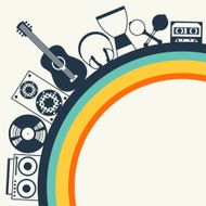 Background with musical instruments in flat design style N5