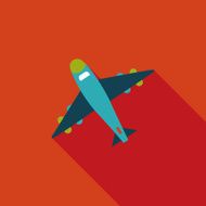 airplane flat icon with long shadow N9