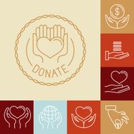 Vector charity line logos and signs