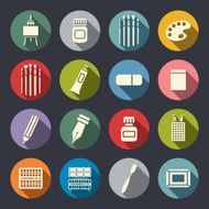 Art tools flat icons