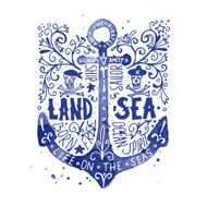 Watercolor vintage label with an anchor