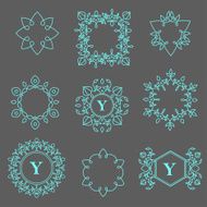 Monogram design elements for logos Trendy floral frames set N5