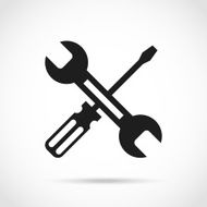Crossed black and white wrench screwdriver logo design elements N2
