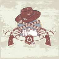 two guns and hat