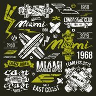 Surfing emblem and design elements