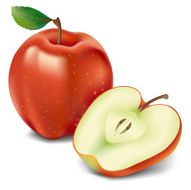 Red apple and half