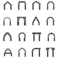 Black icons vector collection of arches