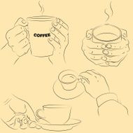 Hands with cups N2